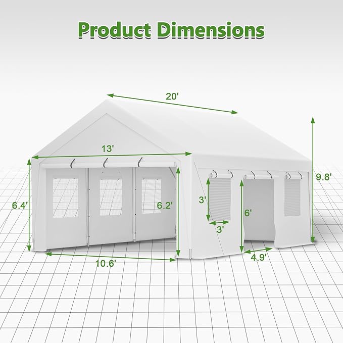 13x20 ft Heavy Duty Carport - Image 6