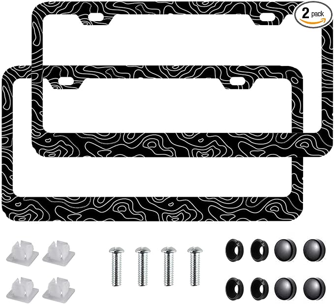 Topographic License Plate Frame-2 PCS Topography | Map | Exploration | by Unknown