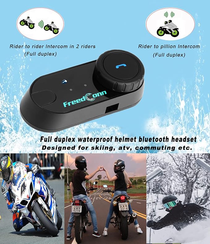 FreedConn Motorcycle Bluetooth Headset, TCOM VB 2-Way 800M Helmet Communication - Image 4