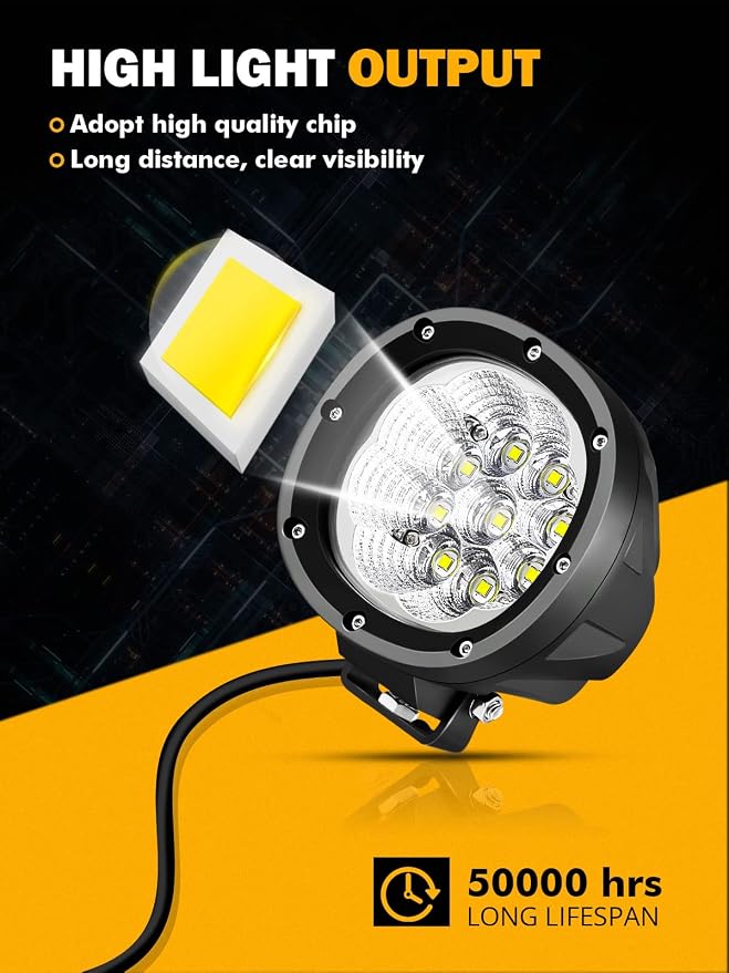 Auxbeam 4 Inch Round LED Light Pods, 90W Offroad Flood White Light Bar - Image 3