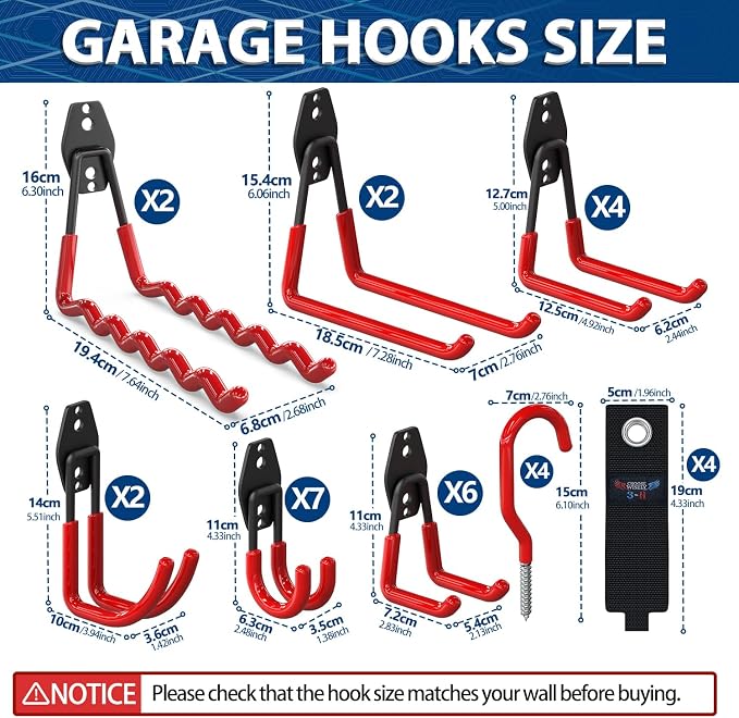 3-H Garage Wall Hooks 31 Pack, Garage Hooks Heavy Duty - Image 3