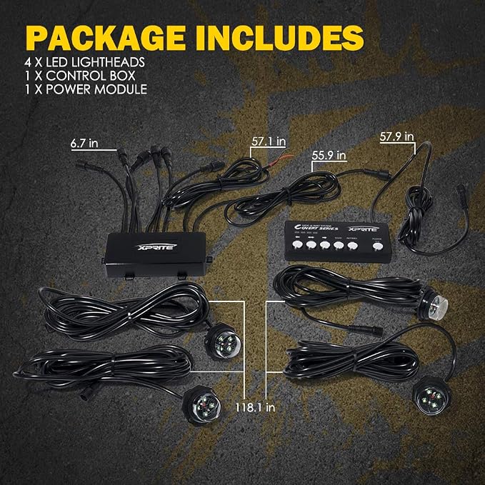 Xprite White Amber LED Hideaway Strobe Lights Kit 20 Flashing Patterns - Image 7