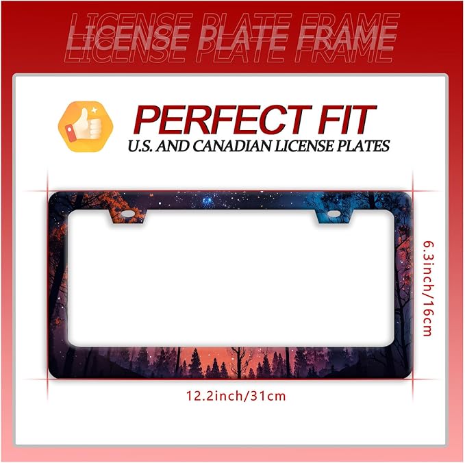 Night Starry Forest License Plate Frame Beautiful Night License Plate Holder - Image 7