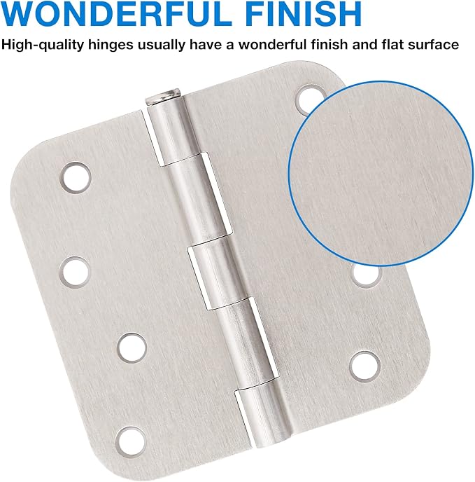 18 Pack 4 Inch Nickel Door Hinges Satin/Brushed Nickel Door Hinges 4 in x 4" - Image 3