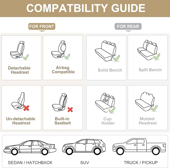 Car Seat Covers Full Set, Front and Rear Seat Covers - Image 8