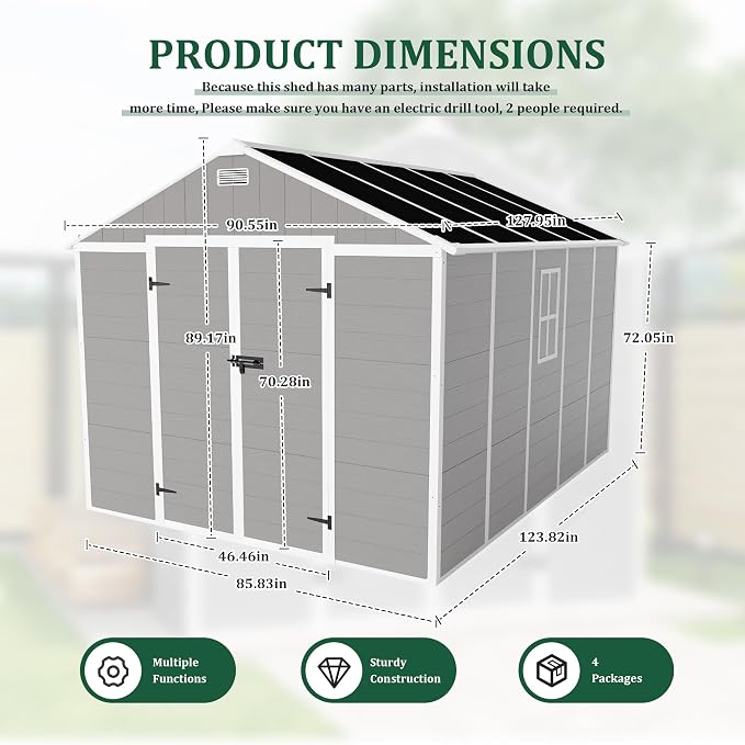 8x10 FT Outdoor Storage Resin Shed - Image 9