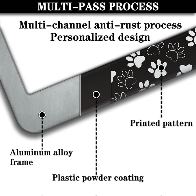 License Plate Holder Black and White License Plate Frames Black White Dog Cat - Image 5