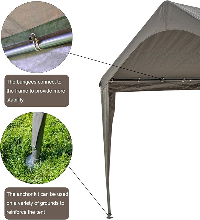 Sunnyglade 10x20 Ft Heavy Duty Carport Canopy Outdoor Portable Garage Tent Boat - Image 4