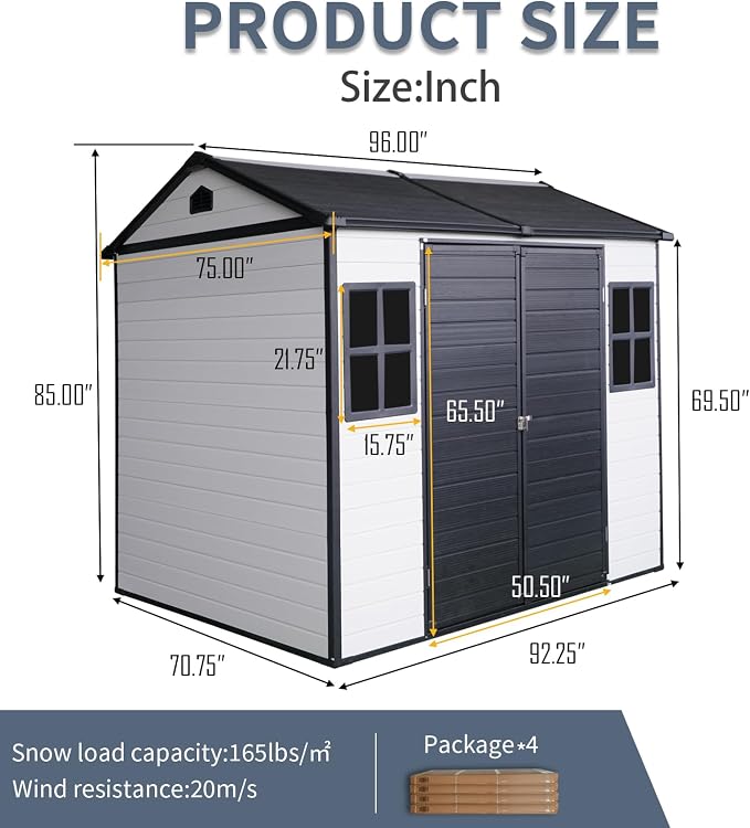 8x6 FT Outdoor Storage Resin Shed - Image 8