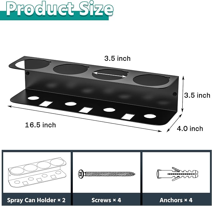 EVERHANGER Spray Can Holder, Wall Mount Spray Bottle Storage Rack Heavy Duty - Image 2
