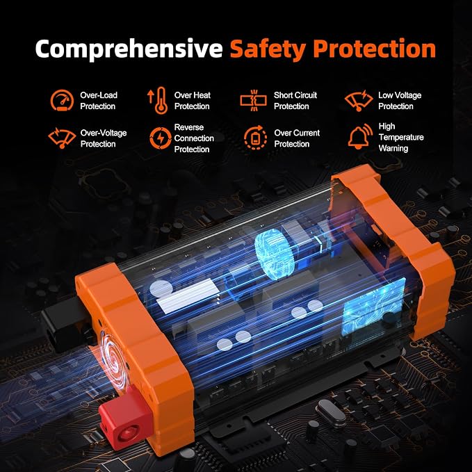 BELTTT 1500W Pure Sine Wave Inverter 12V to 120V AC, Car Power Inverter 12V to - Image 7
