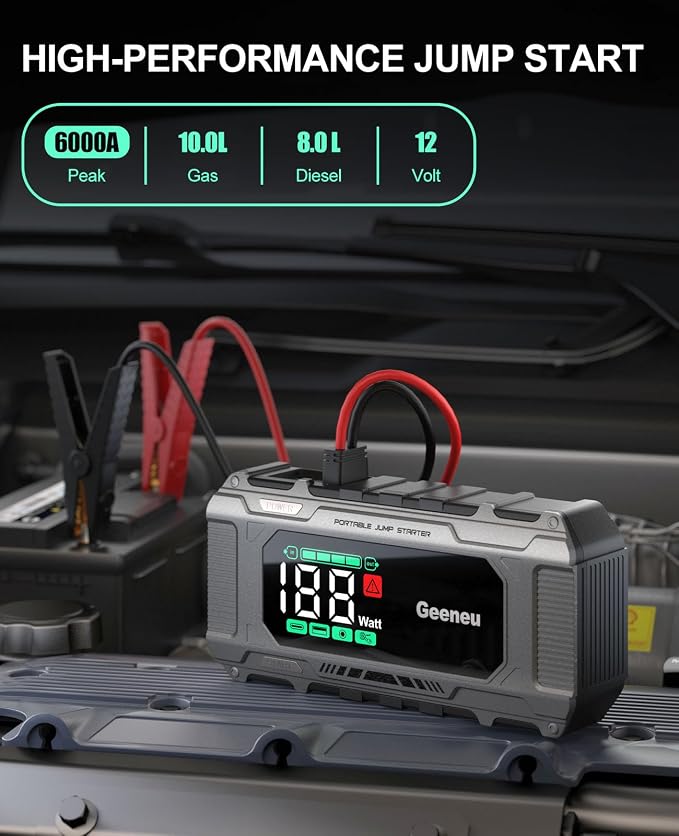 Battery Jumper Starter Portable 6000A Car Jump Starter, 12V Jump Box - Image 2