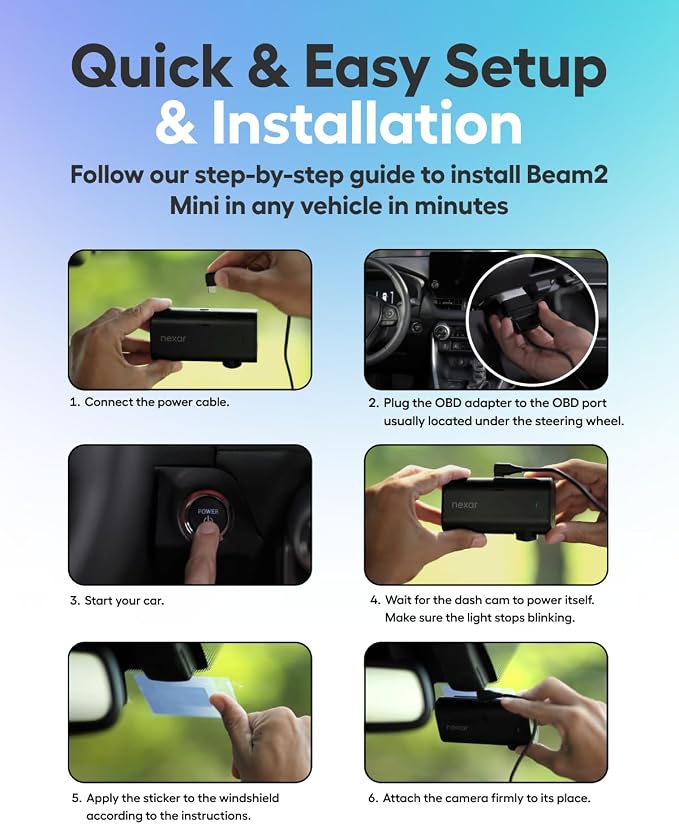 Nexar Beam2 Mini Dash Cam Car Camera 64GB Storage 24H Parking Mode Wide Angle - Image 5