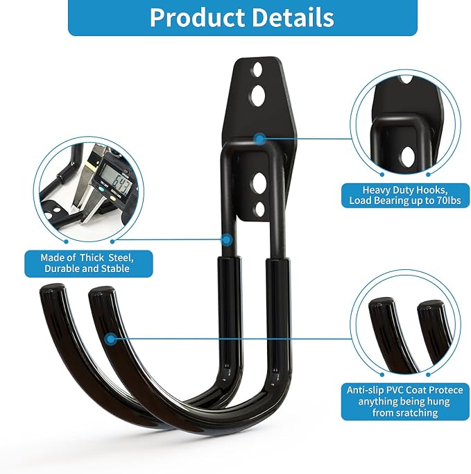 Garage Storage Utility Hooks，Garage Garden Tool Organizer，Steel Wall Mount Hooks - Image 3