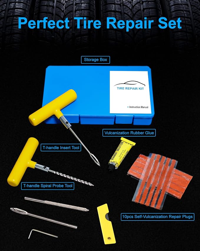 Tire Repair Kit with Plugs, Tire Plug Kit Heavy Duty Professional - Image 2