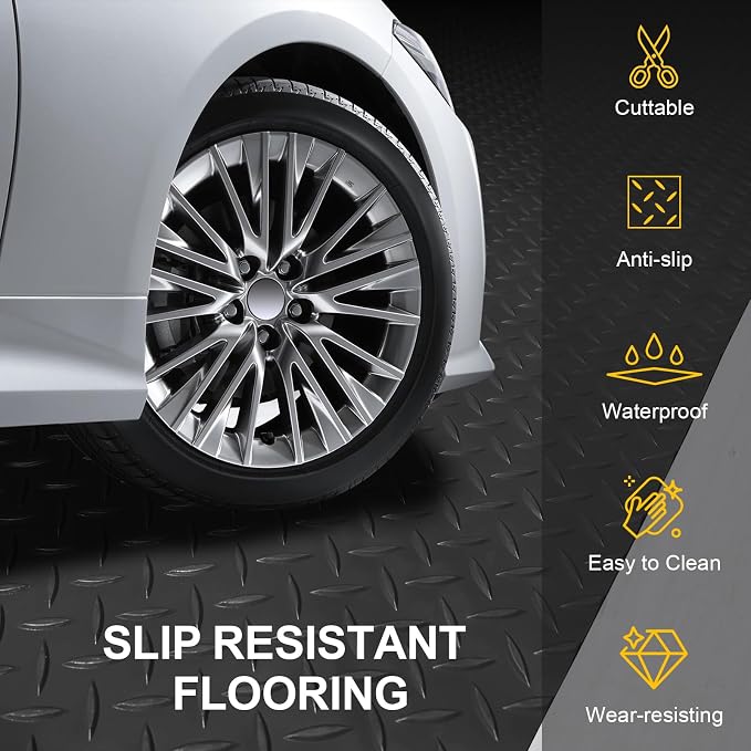 Garage Floor Mat 2.8mm Thickness PVC Garage Flooring Roll Diamond Plate Floor - Image 3