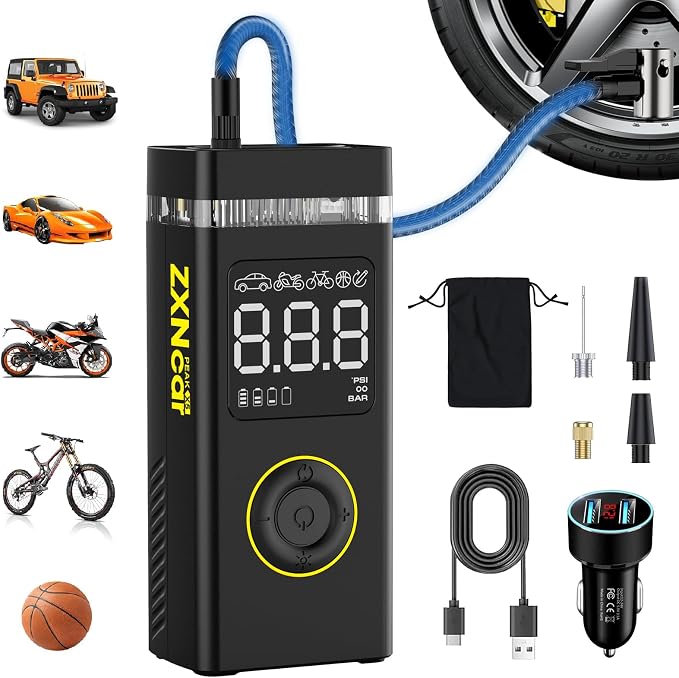 Tire Inflator Portable Air Compressor, 200PSI 20000mAh Pump by ZXNCAR