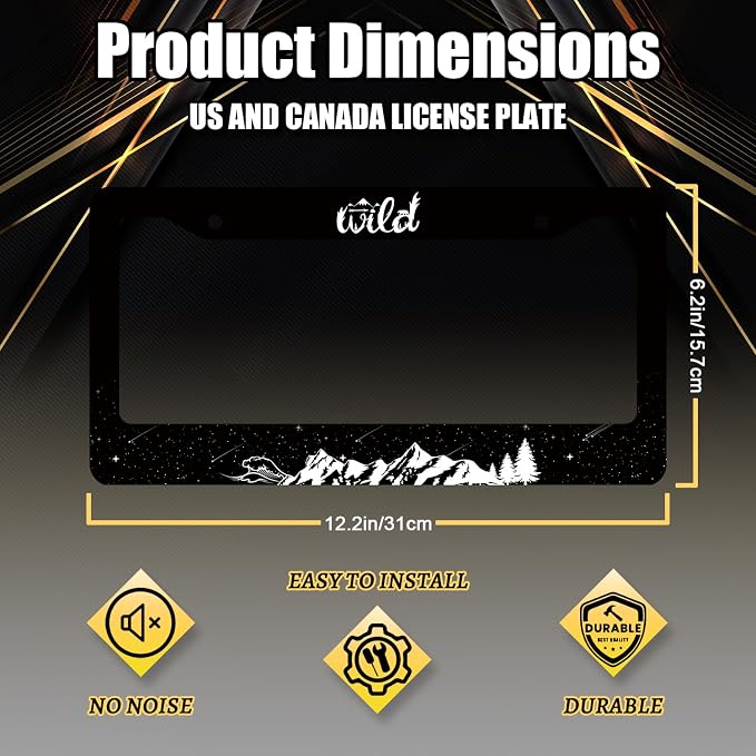 Mountains License Plate Frame Ocean Waves Forest Starry Sky License Plate - Image 2