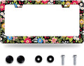 Folk Art Flowers License Plate Frame Funny Colorful License Plate Frames by BRAGHRTED