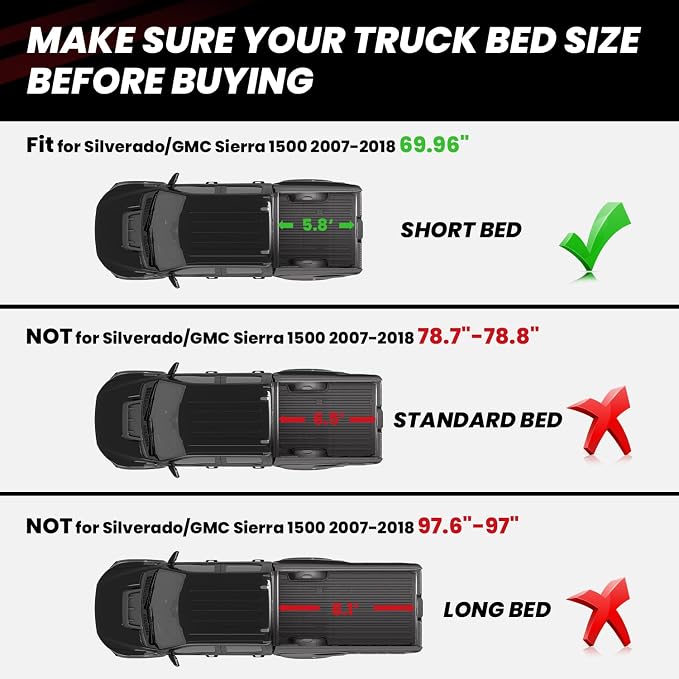 LASFIT Truck Bed Mat 2007-2018 for Chevrolet Silverado/GMC Sierra 1500 - Image 2