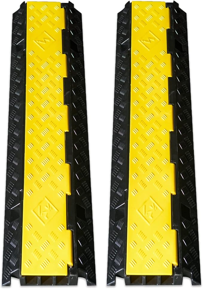 CXRCY Cable Ramp 2 Pack of 3 Channel PVC Rubber Cable Protector, 44000lbs by CXRCY