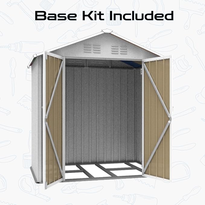 6 x 4 FT Outdoor Storage Metal Shed, Bike Garden Tool Shed - Image 8