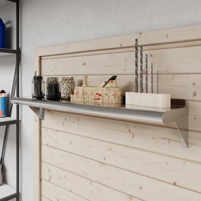 AmGood 8" X 36" Stainless Steel Wall Shelf | Metal Shelving | Garage, Utility - Image 6
