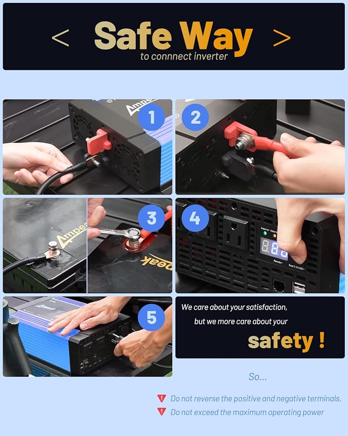 Ampeak 2000W Power Inverter Conversion Efficiency 89.37% Inverter 12V to 110V - Image 4