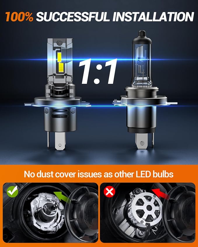 SEALIGHT H4 Fog Bulb 40000LM 6500K Cool White 52W High Power Error-Free - Image 3