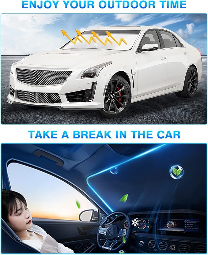 KUST Windshield Sun Shade for Cadillac CTS 2014-2019 Window Shade Sun Visor - Image 5