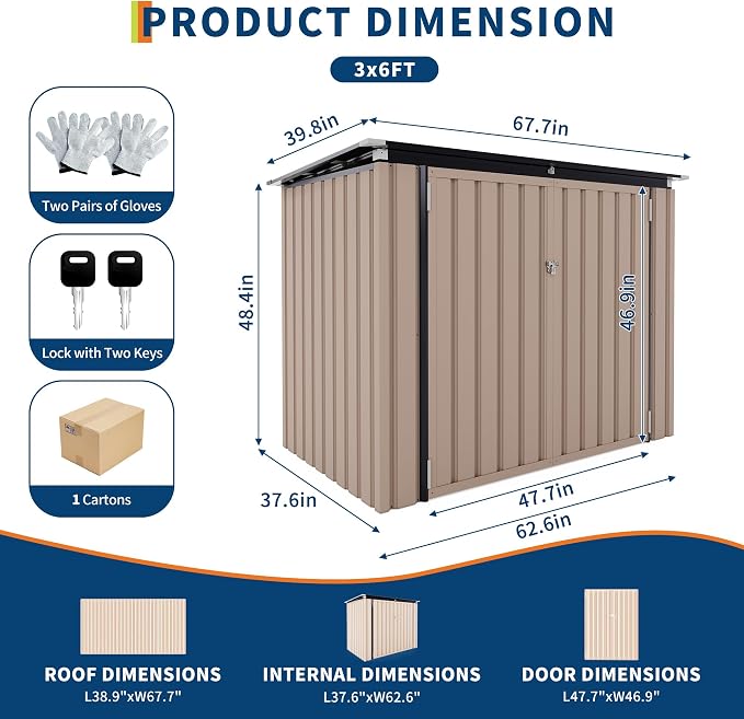 3x6 FT Garbage Bin Shed Stores, Outdoor Trash Can Storage 2 Binsgarbage Bin - Image 2