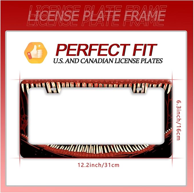 Funny Bloody Teeth License Plate Frame Scary Mouth License Plate Holder - Image 7