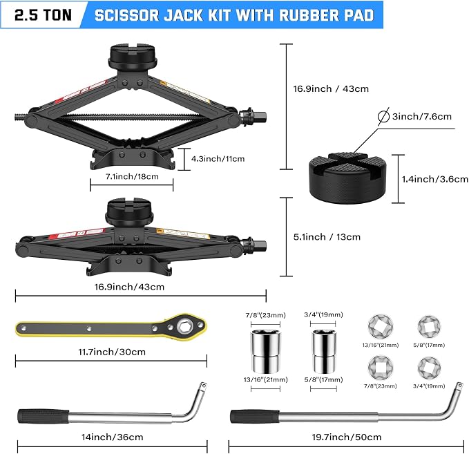IMAYCC Car Jack Kit 2.5 Ton Scissor Jack Portable Car Jack and Stand Kit - Image 7