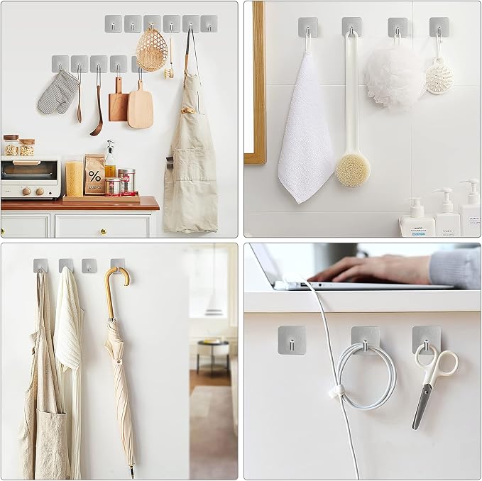 VIS'V Adhesive Hooks, Heavy Duty Shower Wall Stick on Hooks, Waterproof - Image 2
