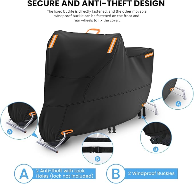 Motorbike Cover Waterproof Outdoor, Motorcycle Scooter Moped Cover Sun Rain - Image 5