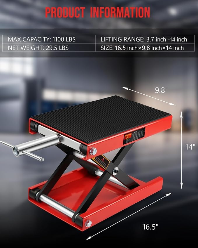 Heavy Duty 1100LBS Motorcycle Scissor Lift Jack - Image 2