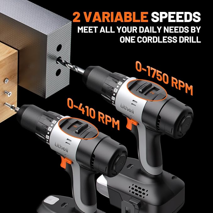 Litheli 20V Cordless Drill Driver, Electric Power Drill - Image 3