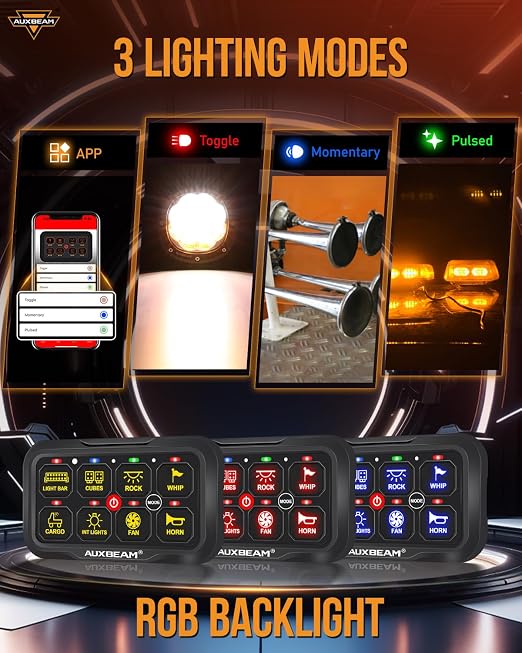 Auxbeam 8 Gang Switch Panel AC-800 Bluetooth RGB Switch Pod - Image 5