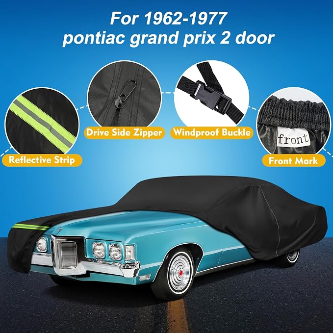 QUNSUNUS Waterproof Car Cover for Pontiac Grand Prix 1962-1977, Outdoor Car - Image 2