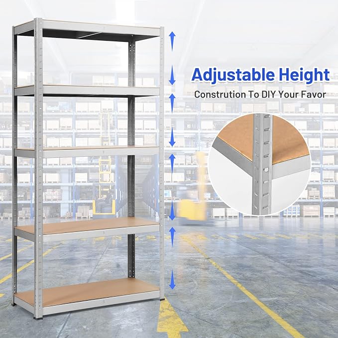 ERGOMASTER 72" Storage Shelves, Heavy Duty Steel Frame 5-Tier Garage Shelf - Image 5