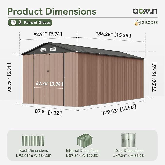 Aoxun 8 x 15FT Outdoor Storage Shed - Image 8