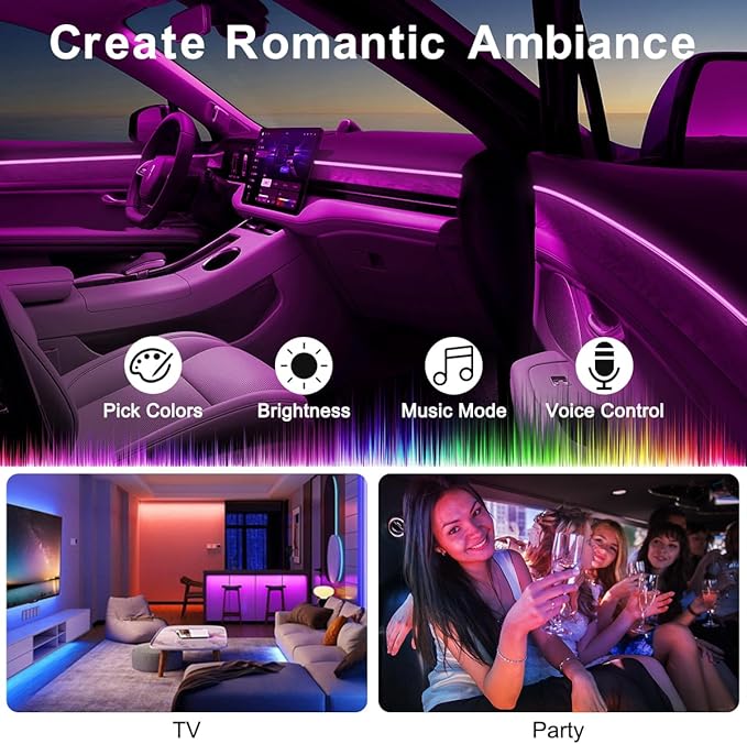 Car LED Strip Lights, LEDCARE 9 in 1 RGB Car Interior Lights - Image 5