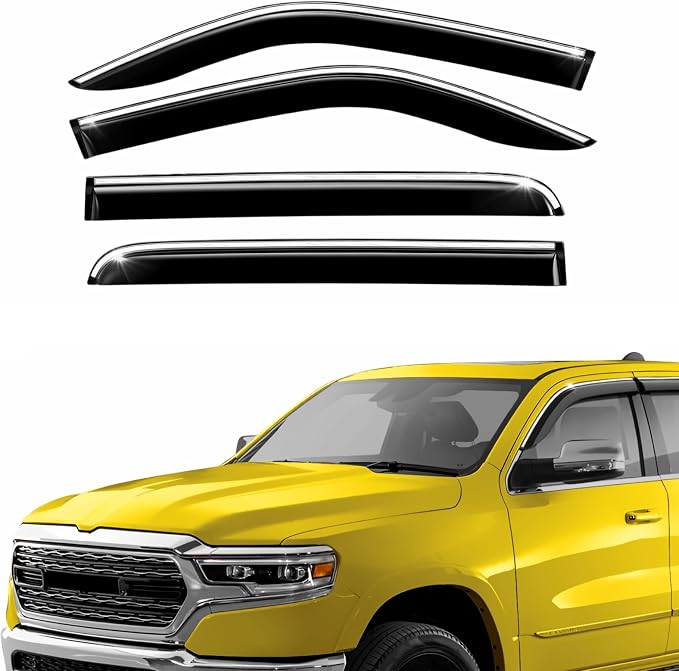 Extra Durable Window Deflectors Chrome Trim Tape-On Window Visors Rain Guards by AEROGUYSCustomfitrainguard