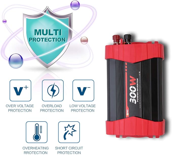 BYGD 300W Car Power Inverter, DC 12V to 110V AC Vehicle Plug Adapter Converter - Image 4