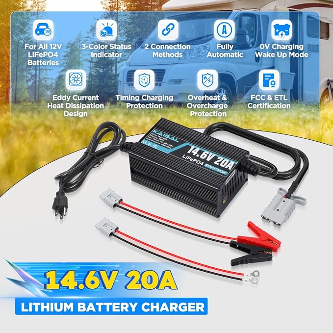 12V 20A Lithium Battery Charger 14.6V LiFePO4 Battery Charger - Image 2