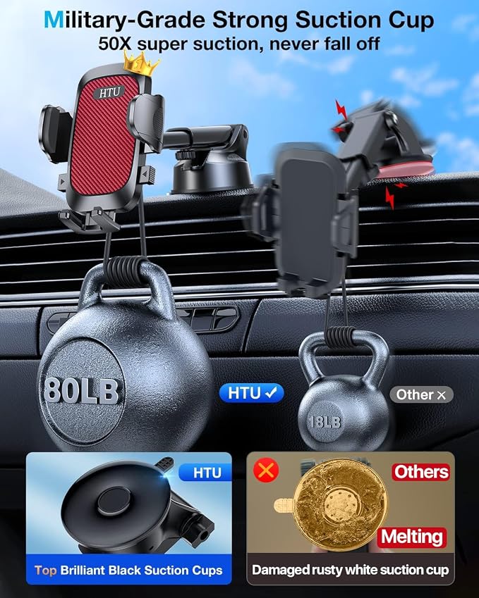HTU 2025 Upgraded Car Phone Holder 【Safety Certs & No Smell】 Cell Phone Holder - Image 2