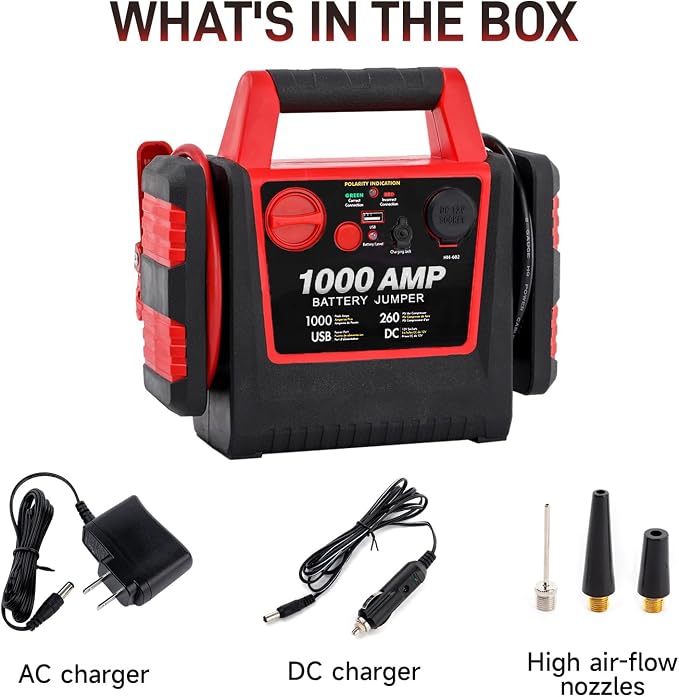 Car Battery Jump Starter with Air Compressor 1000Amp Portable Jump Starter - Image 7