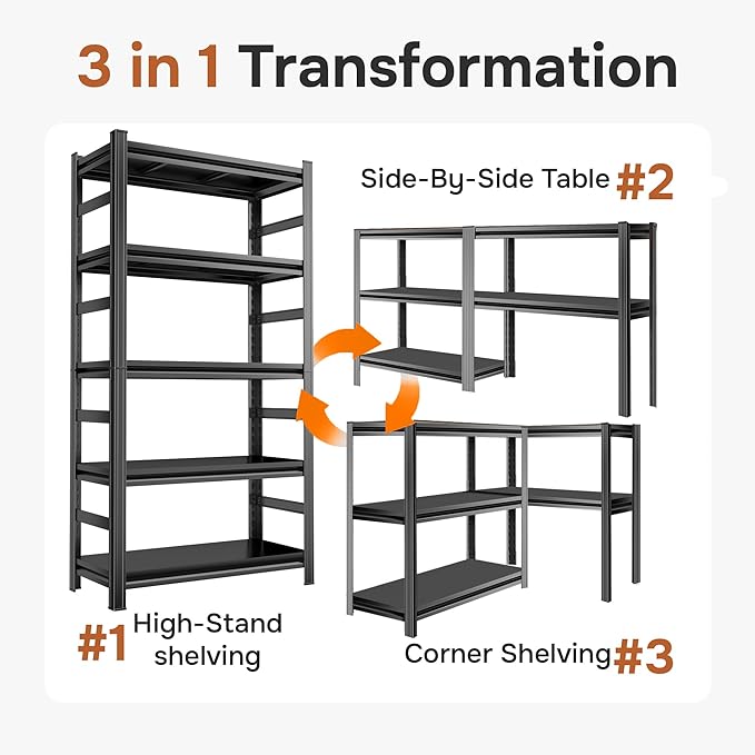 3000LBS Wire Shelving Unit, 5 Tier Adjustable Metal Storage Shelves - Image 7