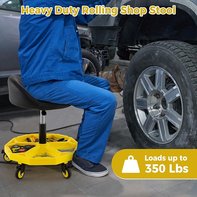 Mechanic Stool, 350 LBS Capacity Rolling Shop Stool - Image 8
