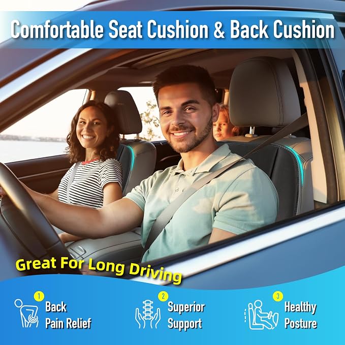 Car Seat Cushion with Back Support Pillow, Comfy Lumbar Support & Seat Cushion - Image 3